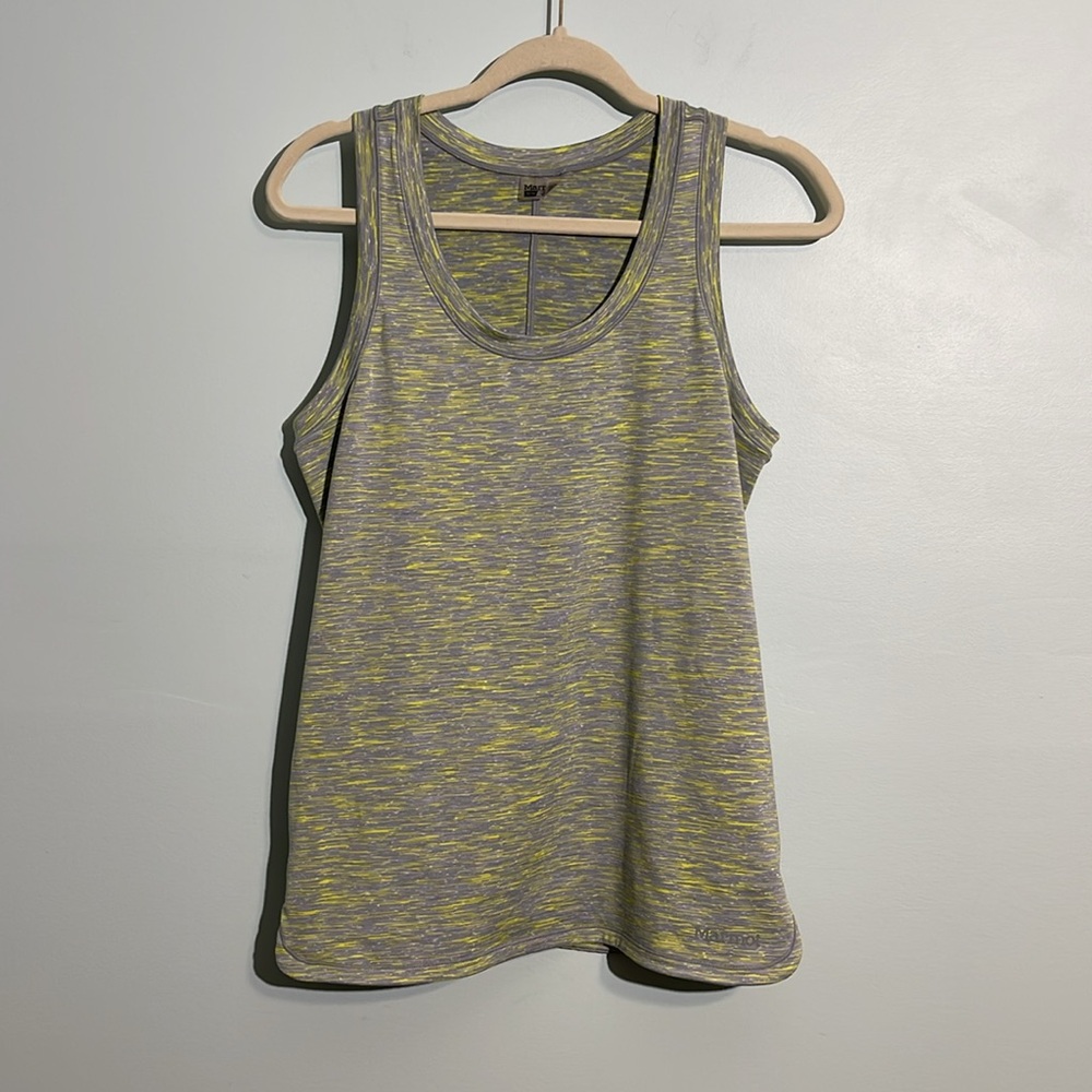 Marmot Heathered Gray and Yellow Tank Top Women’s Size Medium Casual Outdoor